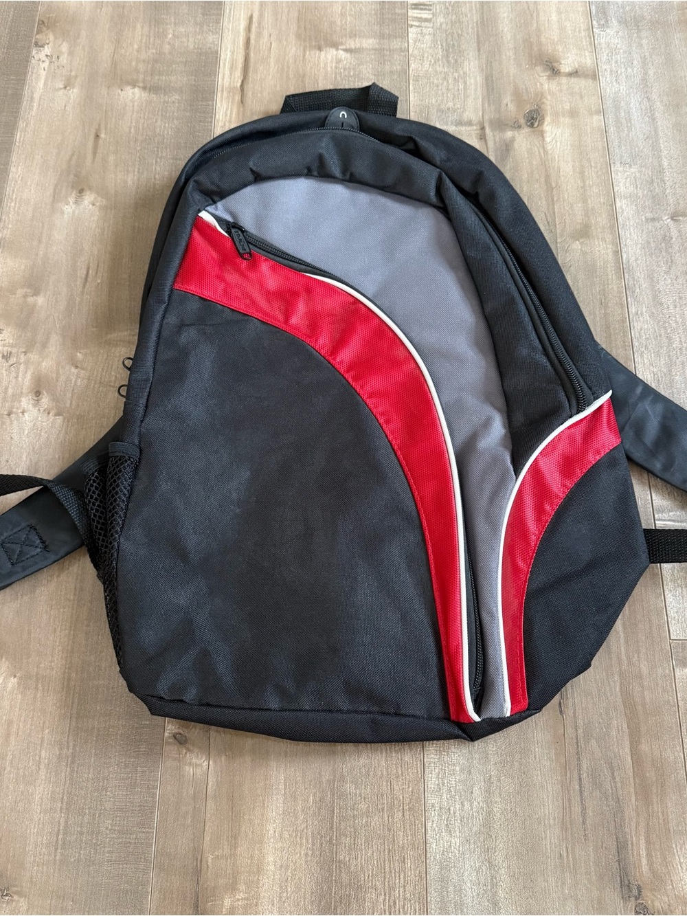 Starline Backpack Red Gray Black Back to School Zip Adjustable Straps